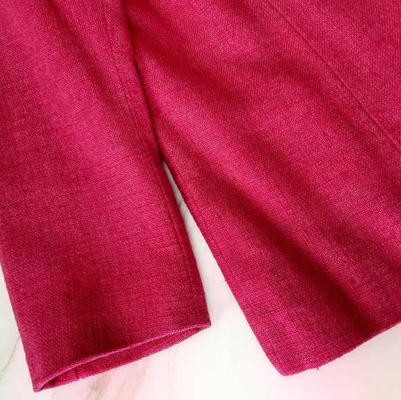 VTG FUCHSIA SILK LINEN BLEND PETER PAN COLLAR SUIT SZ 10 - Picture 10 of 13
